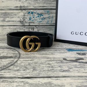 Leather belt with GG buckle